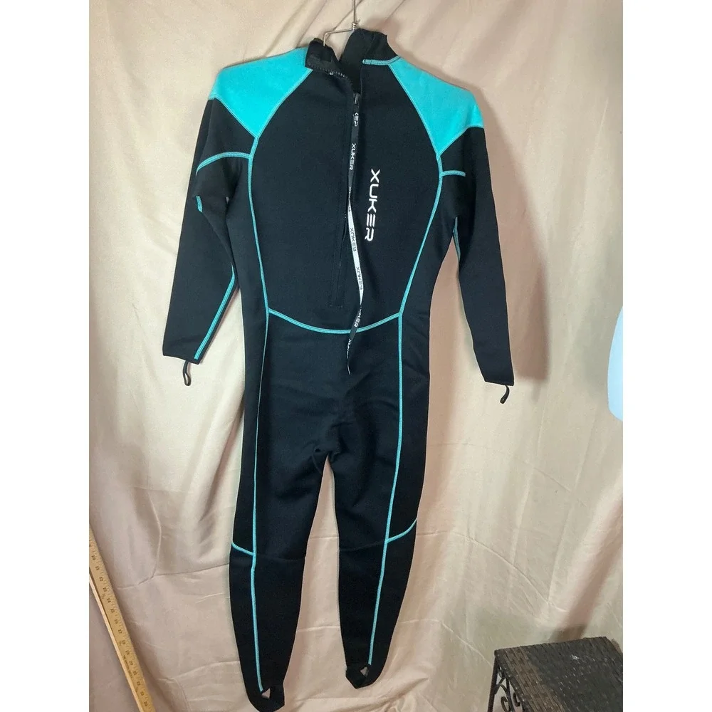 XUKER Wetsuit Women XL Black Teal Excellent 2mm Neoprene Full Body Long Sleeve